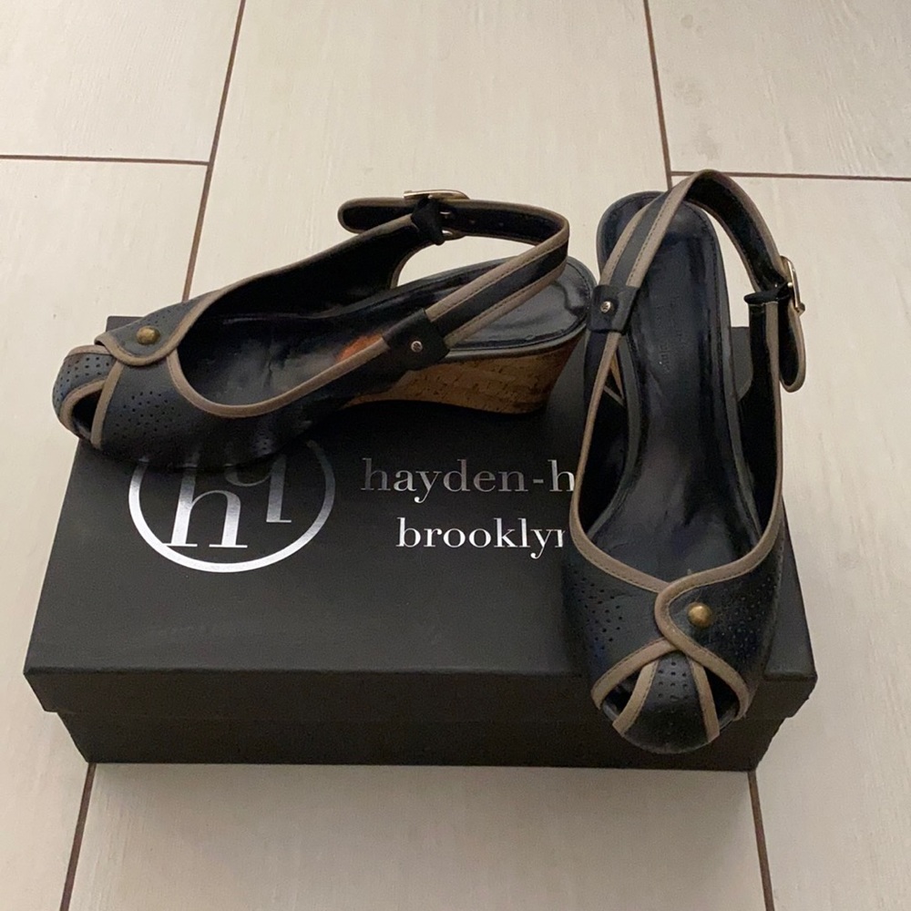 Hayden-Harnett slingback cork wedges